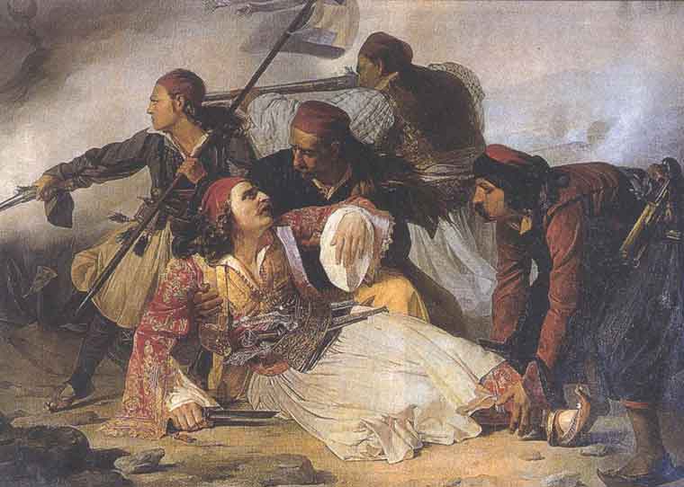 Ο θάνατος του Μάρκου Μπότσαρη Πίνακας από τον Ludovico Lipparini, που βρίσκεται στο μουσείο της Τεργέστης στην Ιταλία