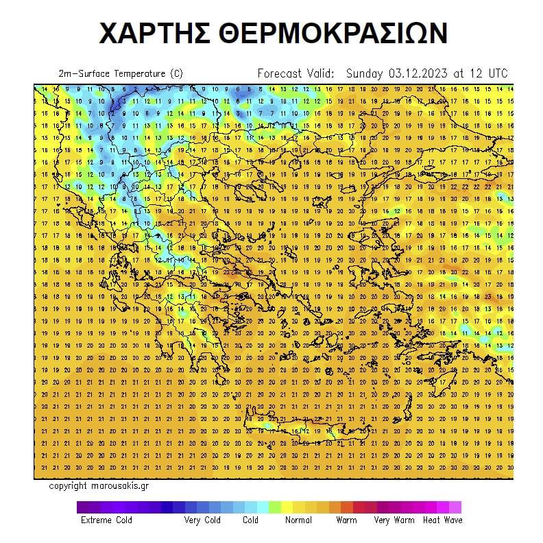 Χάρτης θερμοκρασιών