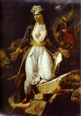 pinakas1.jpg Ευγένιος Ντελακρουά, 1826 Η Ελλάδα στα ερείπια του Μεσολογγίου