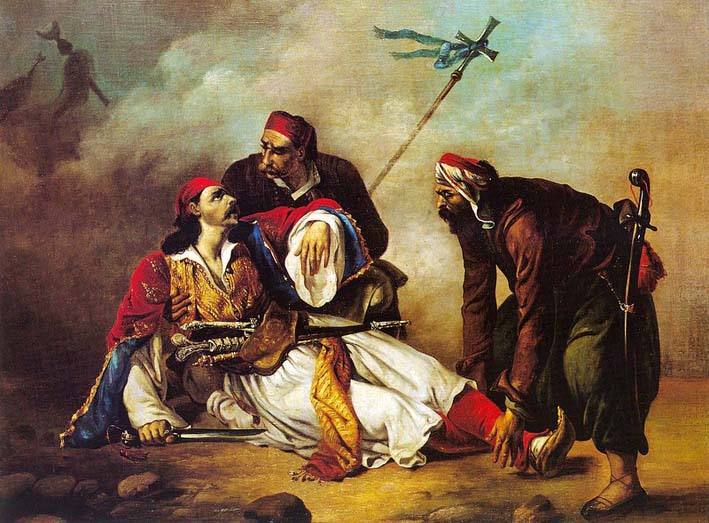 pinakas12.jpg Ο θάνατος του Μάρκου Μπότσαρη, Διονύσιος Τσόκος