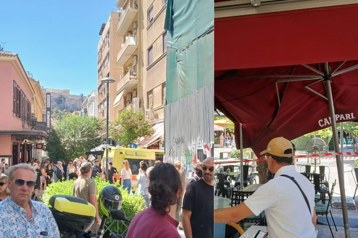 Δέντρο έπεσε στην πλατεία Αγίας Ειρήνης, στο κέντρο της Αθήνας
