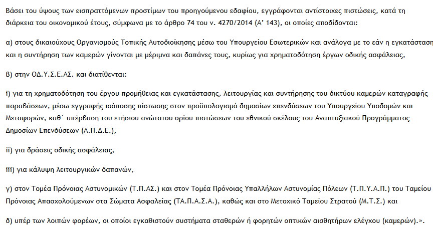 Άρθρο 20 του νομοσχεδίου για τα πρόστιμα της Τροχαίας και την απόδοση των χρημάτων 
