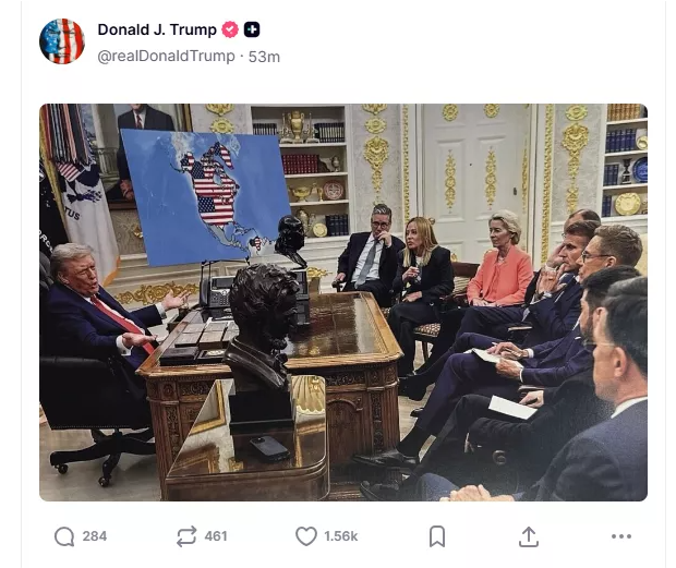 Νέα πρόκληση από τον Ντόναλντ Τραμπ με φωτογραφία AI να υψώνει την αστερόεσσα στη Γροιλανδία (Εικόνες)