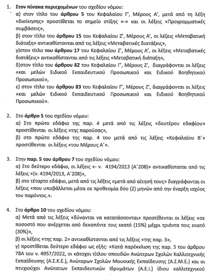 Νομοτεχνικές παρεμβάσεις