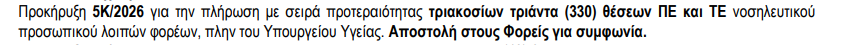 5Κ/2026 προκήρυξη του ΑΣΕΠ