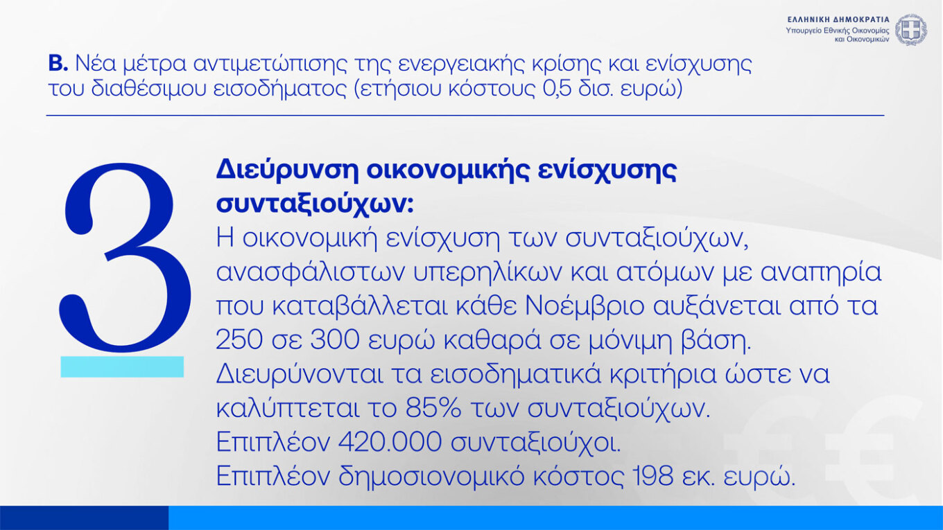 Ενίσχυση στους συνταξιούχους