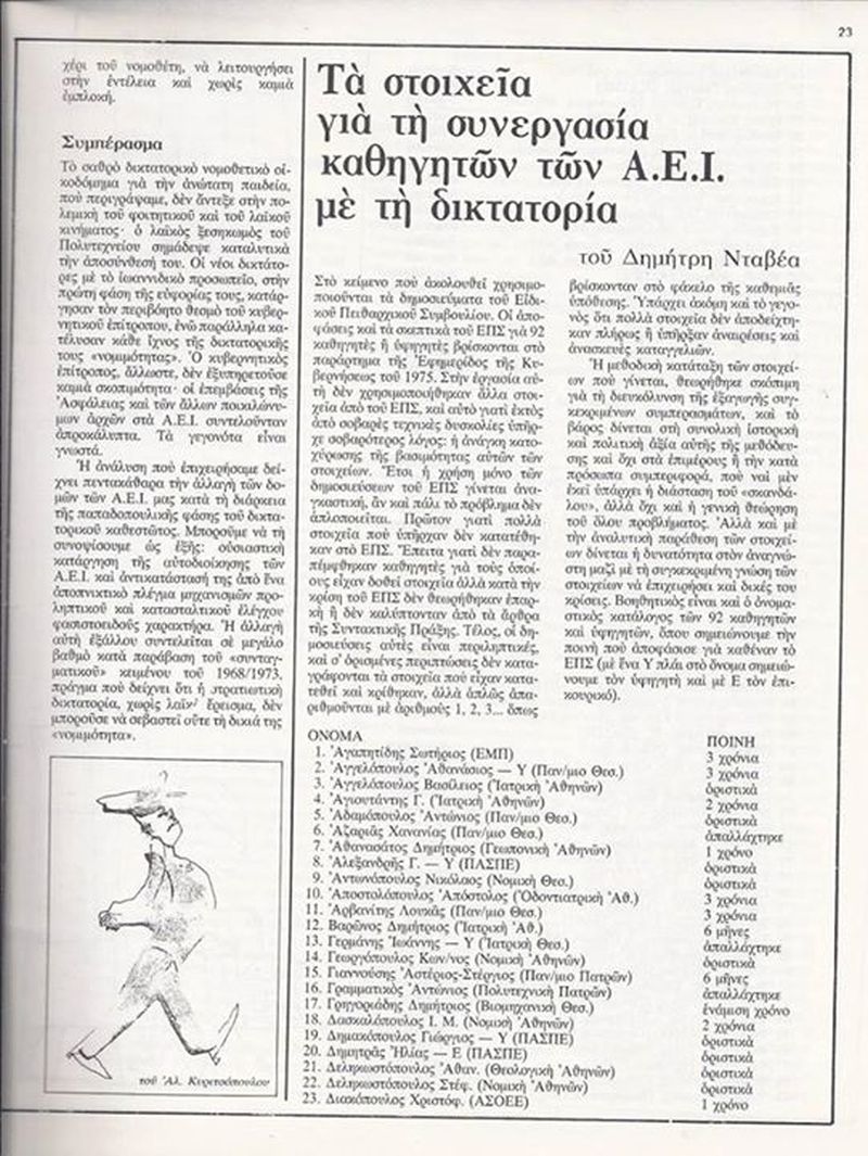 Καθηγητές στη Χούντα