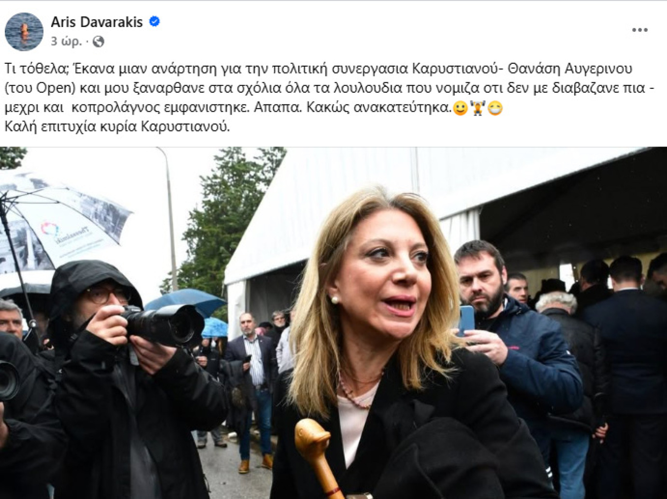 Μαρία Καρυστιανού - Νέο κόμμα