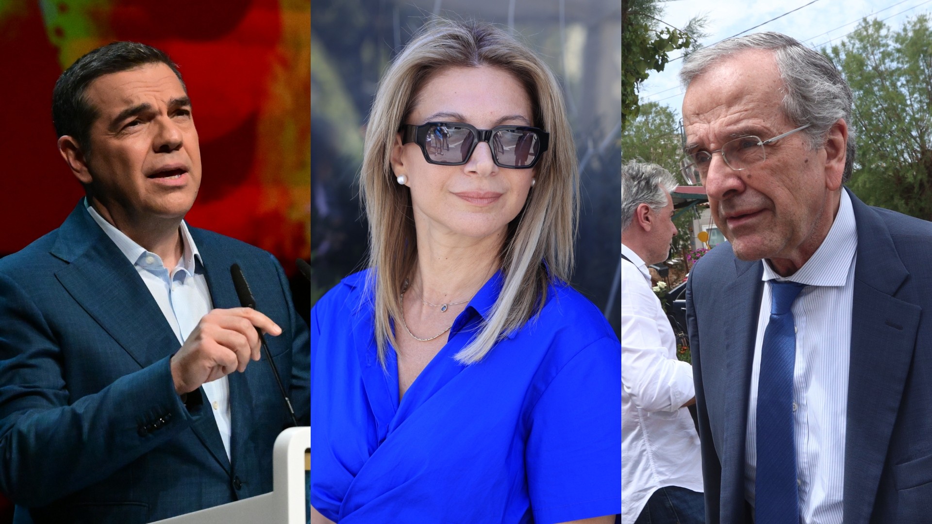 Τσίπρας, Καρυστιανού και Αντώνης Σαμαράς σε κολάζ 