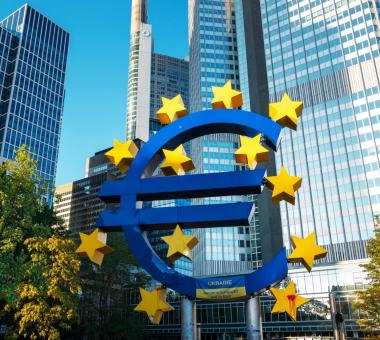 euroskulptur in frankfurt downtown germany