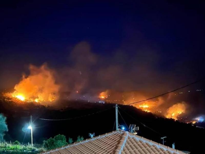 Ολονύχτια μάχη με τις φλόγες στην Eύβοια