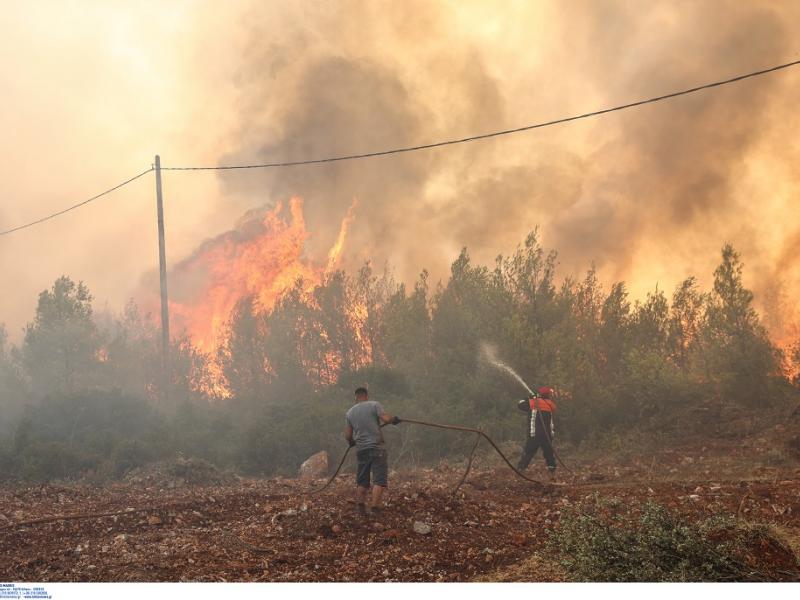 Φωτιά στην Μάνδρα: Αναζωπύρωση στο Καραούλι