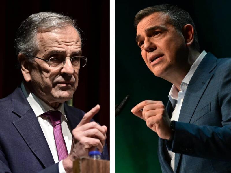 Κολάζ με φωτογραφίες Αντώνη Σαμαρά και Αλέξη Τσίπρα