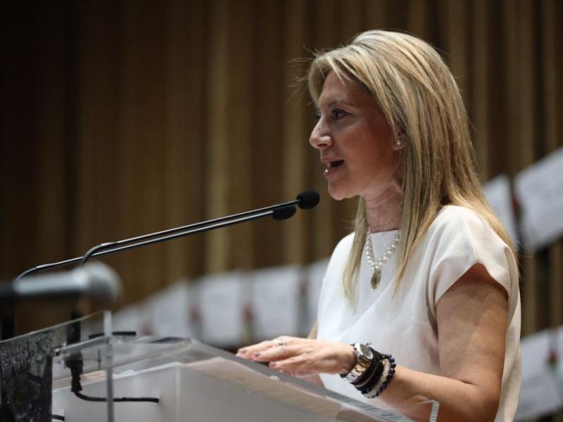 Η Μαρία Καρυστιανού σε ομιλία