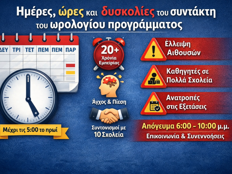 «Προγραμματιστής ωρολογίου προγράμματος; Όχι, ευχαριστώ, δεν θα πάρω!»