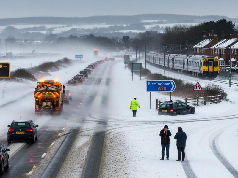 προβλήματα σε χιονισμένο δρόμο της Αγγλίας από την κακοκαιρία Γκορέτι