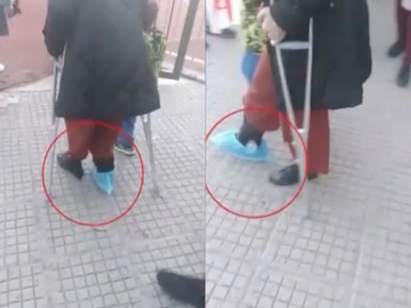 Νηπιαγωγός με πατερίτσες