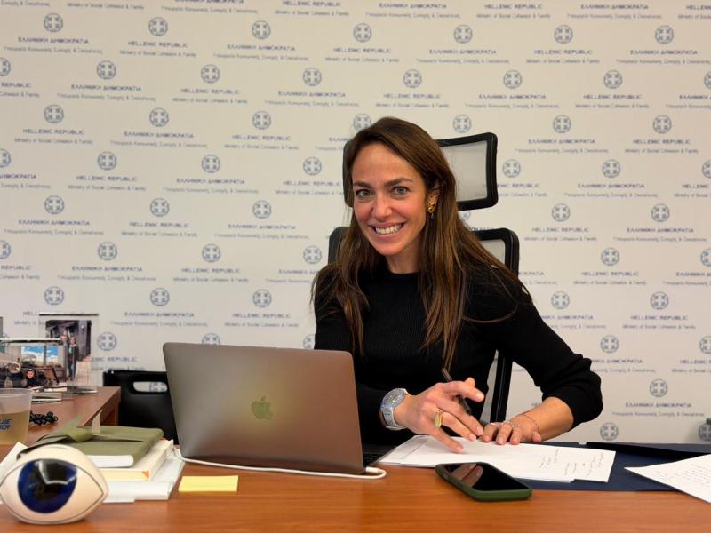 Η υπουργός Κοινωνικής Συνοχής και Οικογένειας, Δόμνα Μιχαηλίδου