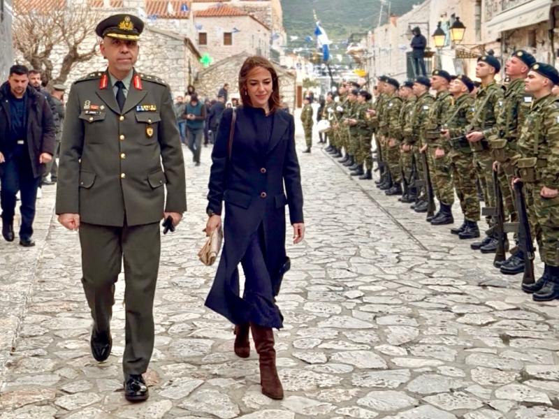 Η Δόμνα Μιχαηλίδου εκπροσώπησε τον Πρωθυπουργό στις εκδηλώσεις για την επέτειο της 17ης Μαρτίου 1821 στην Αρεόπολη