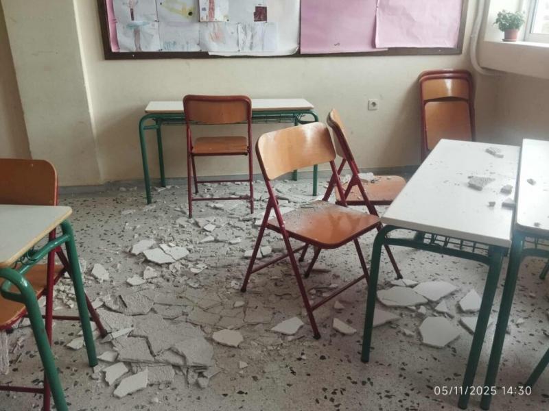 Πτώση ταβανιού σε σχολική αίθουσα στο Πόρτο Ράφτη