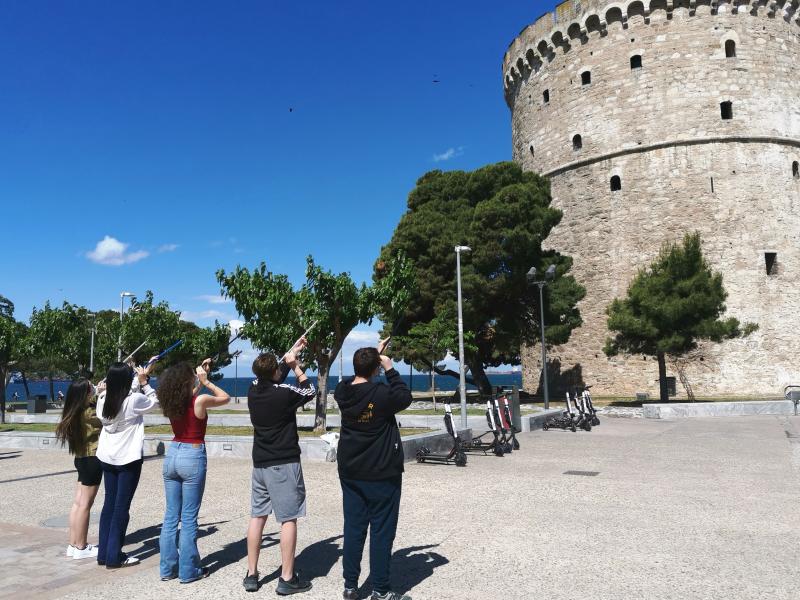 2ο Πρότυπο Λύκειο - Θεσσαλονίκη: Μέτρηση ύψους του Λευκού Πύργου με εξάντα