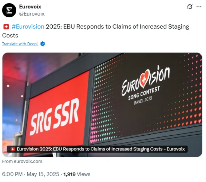 Υψηλό κόστος στη Eurovision