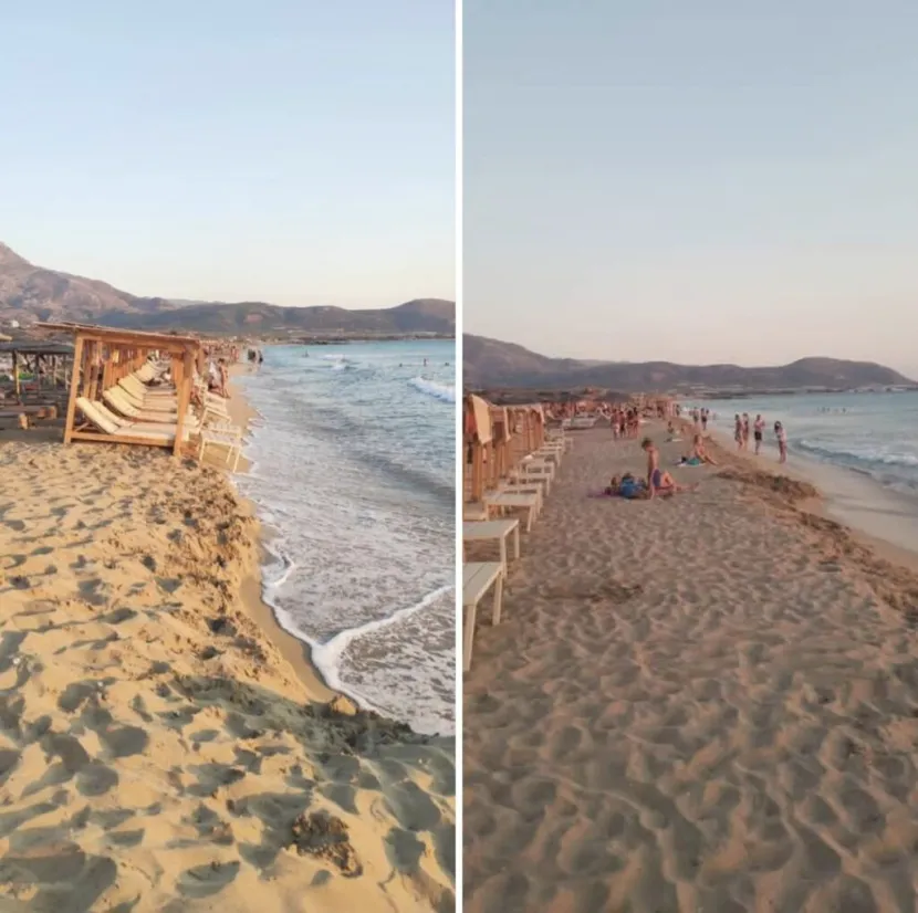 Ξαπλώστρες στην παραλία στα Φαλάσαρνα