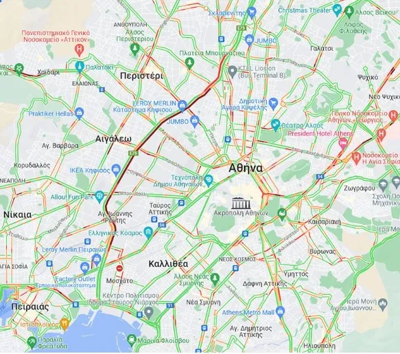 Κίνηση στους δρόμους στον Κηφισό