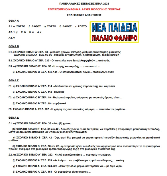 Ενδεικτικές απαντήσεις