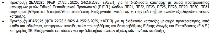 Επεξεργασία από το ΑΣΕΠ για τους πίνακες Ειδικής Αγωγής