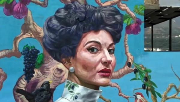 Τοιχογραφία με τη Μαρία Κάλλας στην Καλαμάτα