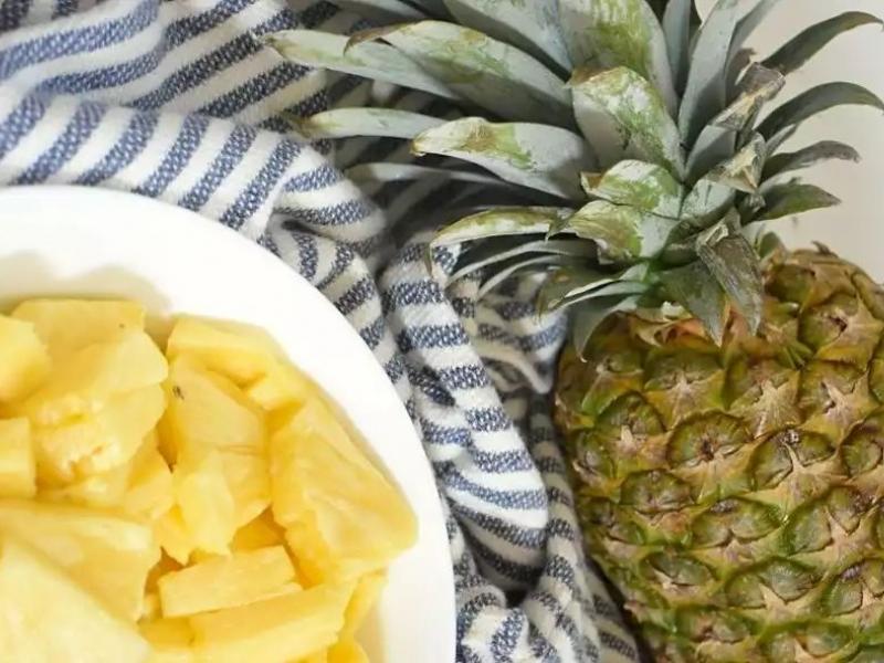 ανανάς, φρούτο, πιάτο, πετσέτα κουζίνας
