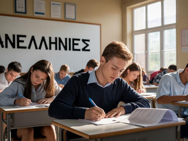 μαθητές εξετάζονται σε τάξη για τις πανελλήνιες