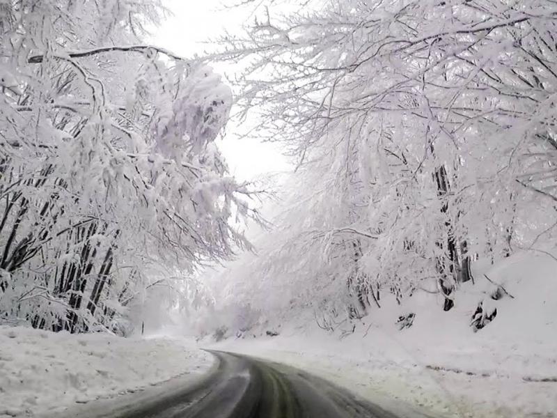 Χιονισμένος δρόμος στη Φλώρινα