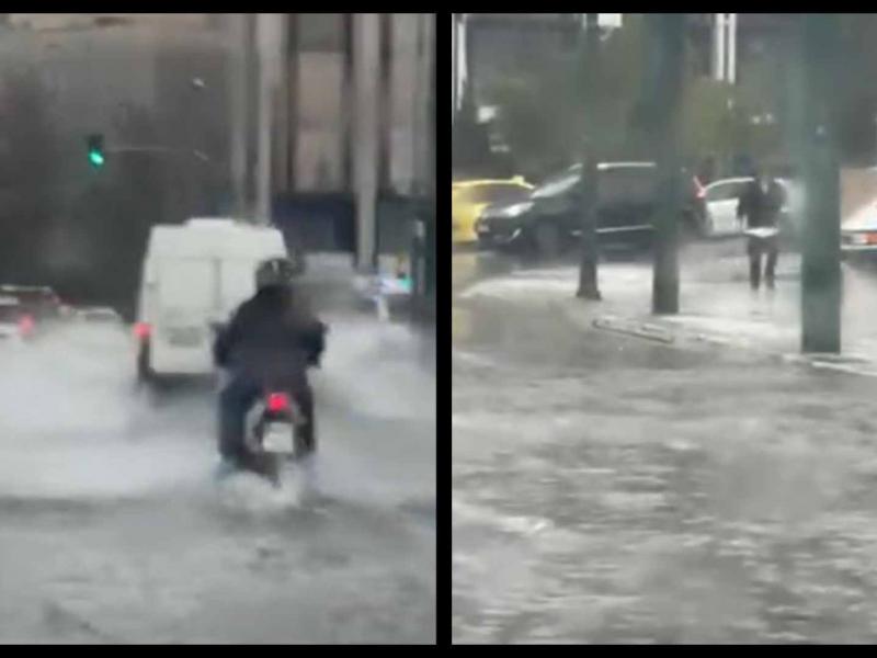 Κακοκαιρία: Πλημμύρισε το Σύνταγμα μπροστά από την Βουλή