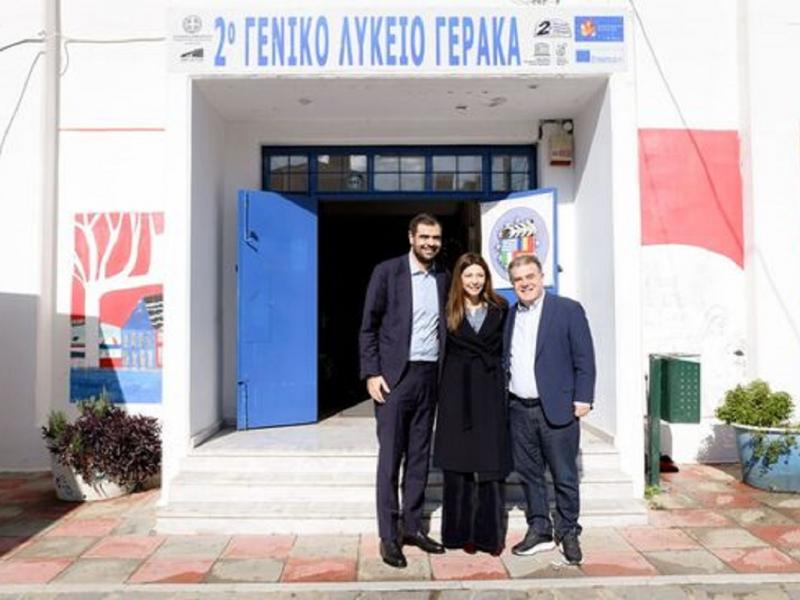 Επίσκεψη Σοφίας Ζαχαράκη και Παύλου Μαρινάκη στο 2ο ΓΕΛ Γέρακα