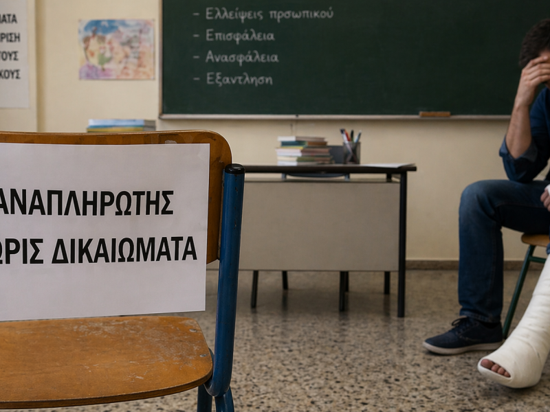 Αναπληρωτής εκπαιδευτικός με δεμένο πόδι