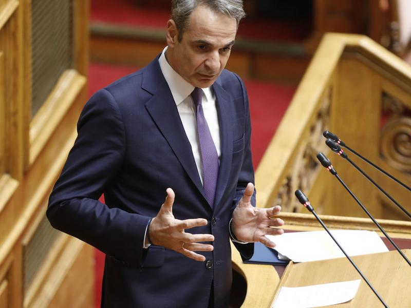 Ο πρωθυπουργός Κυριάκος Μητσοτάκης μιλάει στη Βουλή