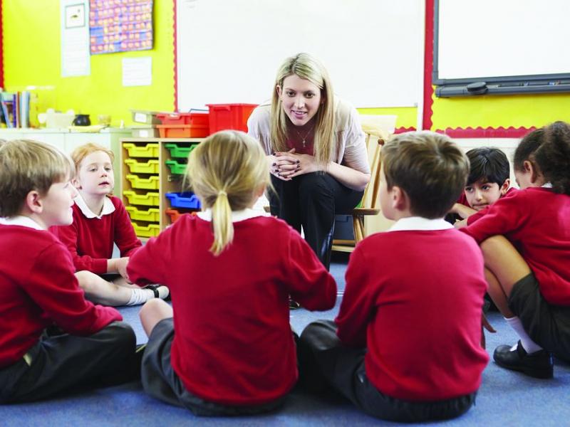 δασκάλα, μαθητές, σχολείο, τάξη