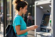 Γυναίκα κάνει ανάληψη χρημάτων από ATM