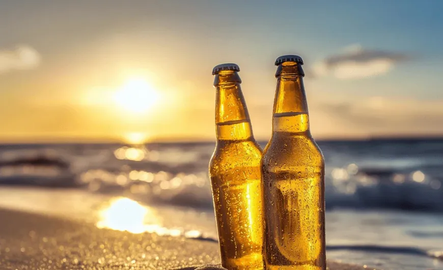 beer on a beach
