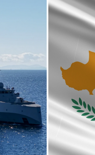 Φρεγάτα ΚΙΜΩΝ και Κυπριακή σημαία