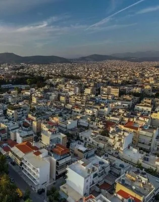 Πανοραμική φωτογραφία με σπίτια στην Αθήνα