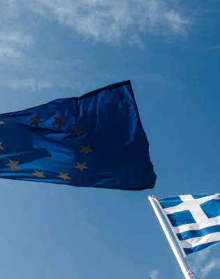 Η σημαία της Ευρωπαικής Ένωσης και της Ελλάδας