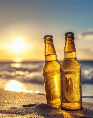 beer on a beach