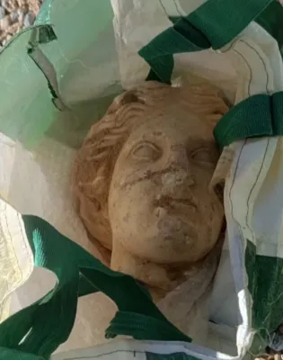 Roman head found during construction work in Alicante, Spain.