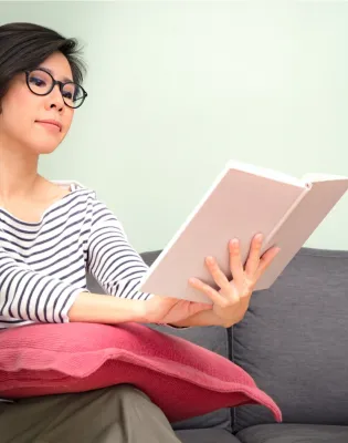 reading with glasses