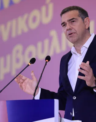 Ο Πρόεδρος της Ελληνικής Αριστερής Συμπαράταξης (ΕΛΑΣ) Αλέξης Τσίπρας