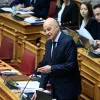 ο Υπουργός Εθνικής Άμυνας Νίκος Δένδιας στη Βουλή