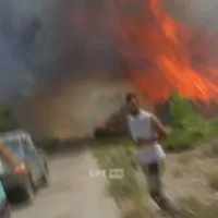 Τηλεοπτικό συνεργείο στη φωτιά της Ρόδου